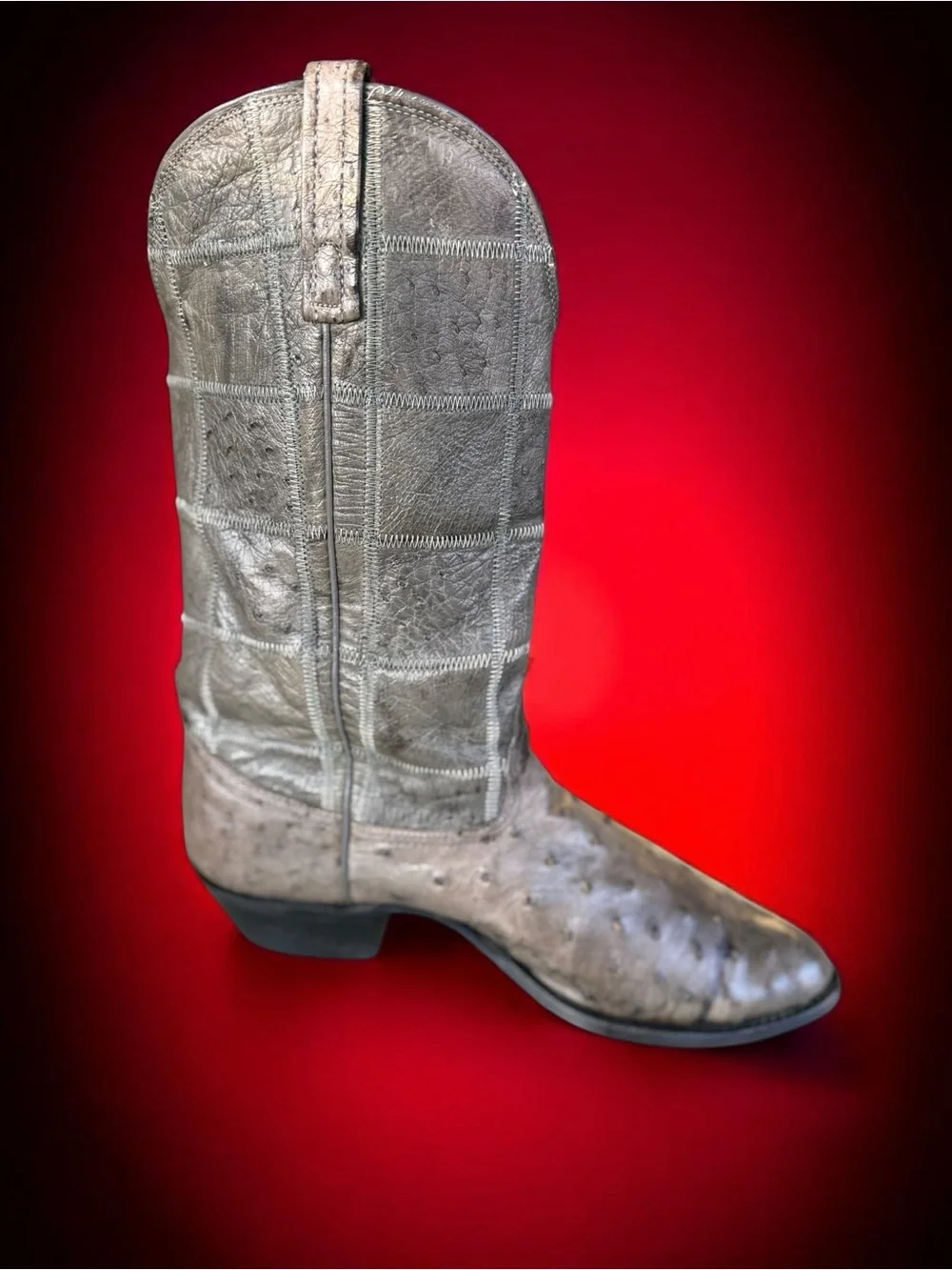 Vintage Nocona Full Quill Ostrich Patchwork Cowboy Boots Men’s 9.5 D
